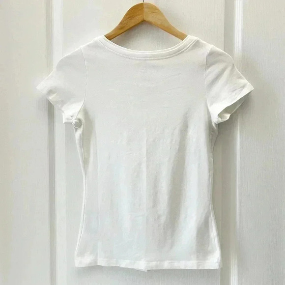 Ricki’s Fitted T- Shirt White Short Sleeve Stretch Cotton V Neck Tee XS - Picture 5 of 14